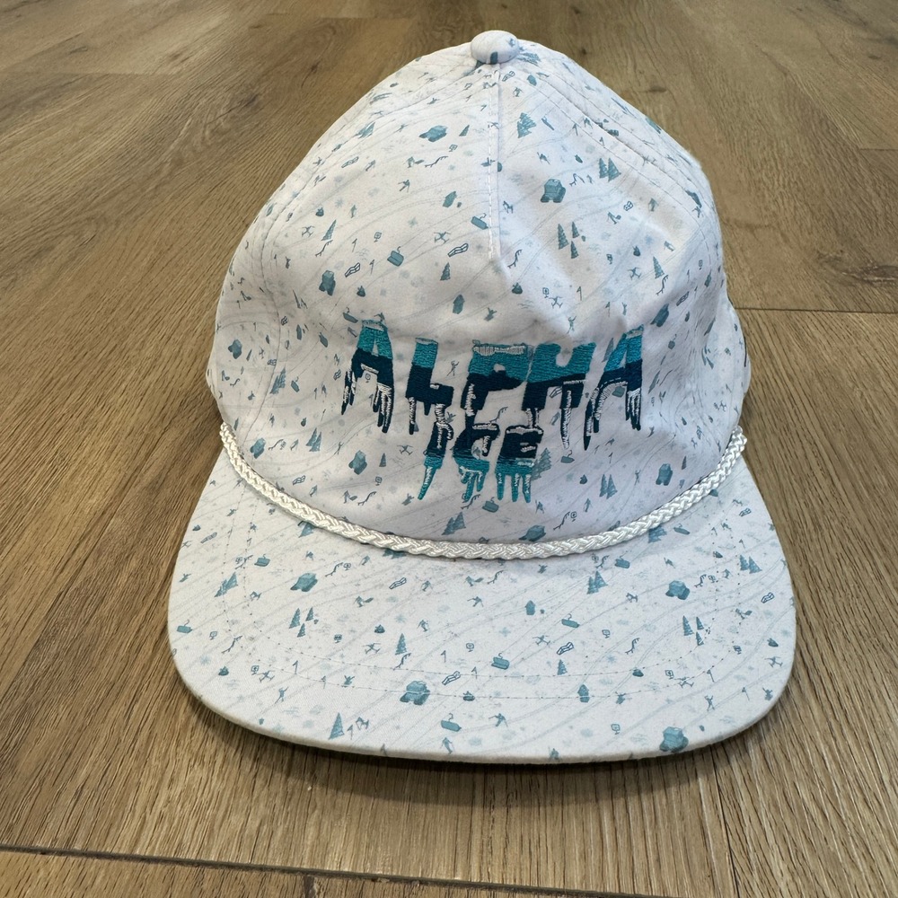 Alpha Ice Print Rope Hat White Adjustable Strapback Hockey Merch Imperial EUC